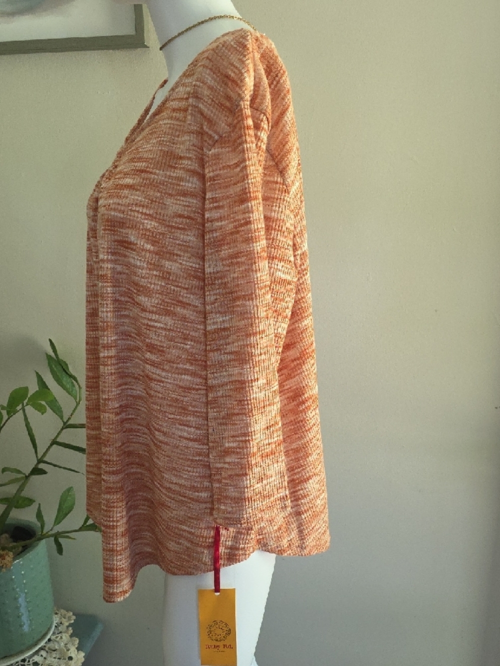 Ruby Rd. Orange Heather Ring-Detail Tunic - Picture 2 of 5